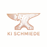 KI Schmiede Logo – Amboss mit digitalen Linien